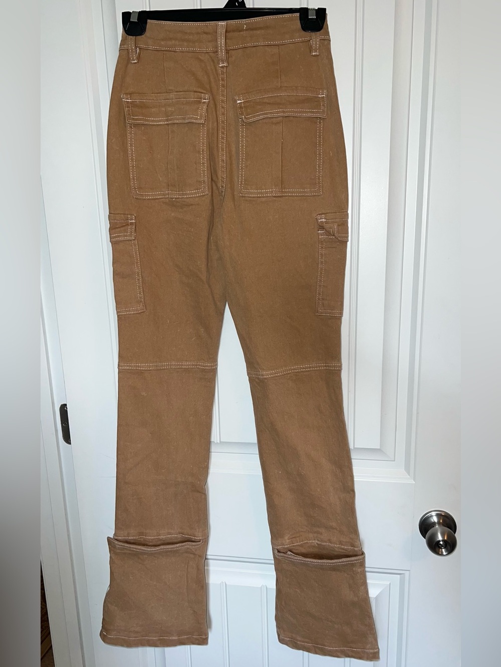 NWT Fashion Nova Tan Alternate Universe Stretch Cargo Jeans - Picture 12 of 13
